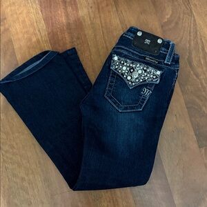 Miss Me Dark Blue Kids Jeans with Embellished Pockets